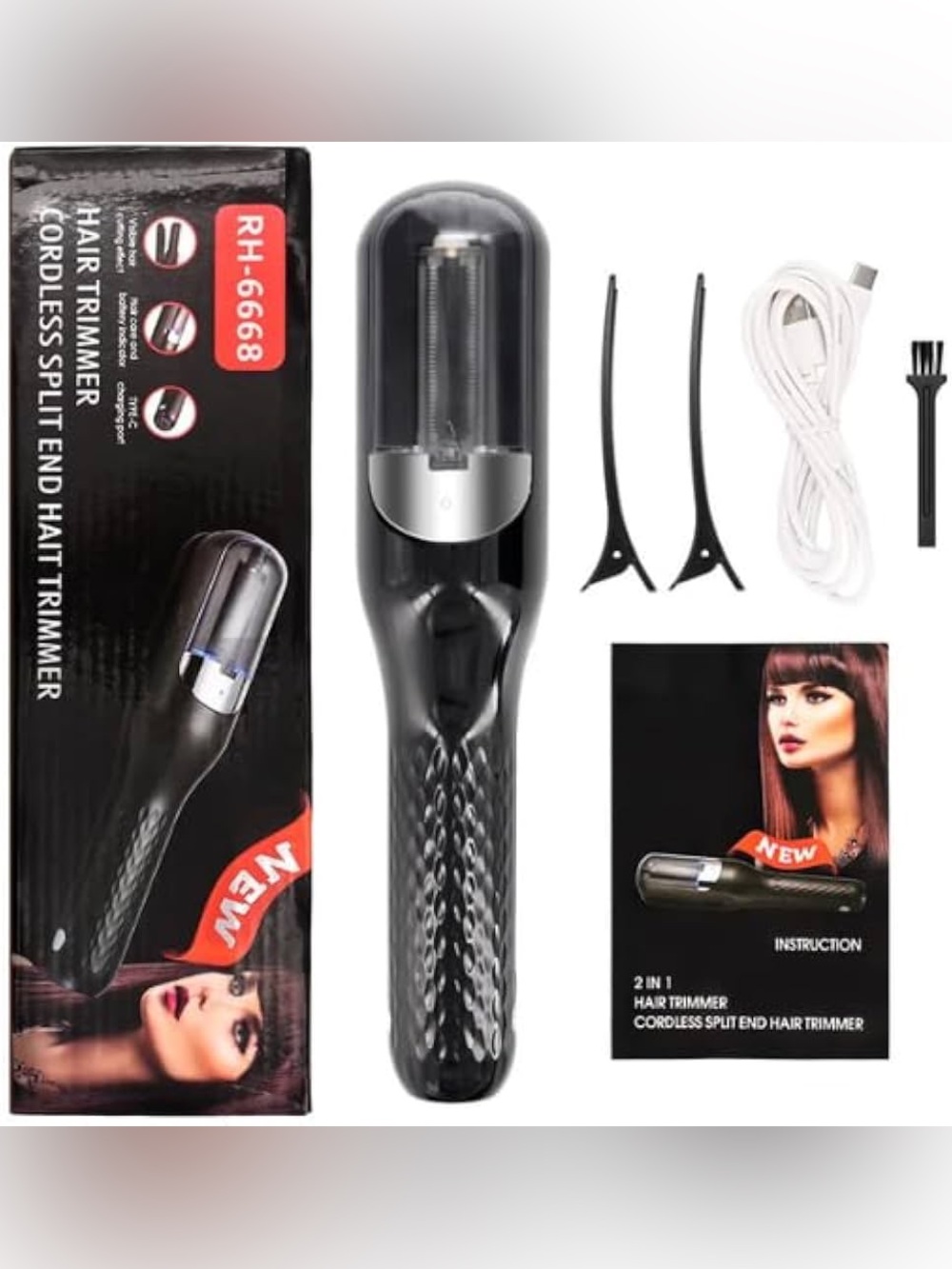 **NIB**Wavy Chic- Black Cordless Split-End Hair Trimmer